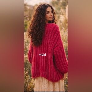 Anthropologie Chunky Oversized Knit Cardigan Valentine Fusia OS NWT$240